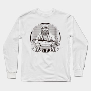 Fishing. Fisherman with fish. Long Sleeve T-Shirt